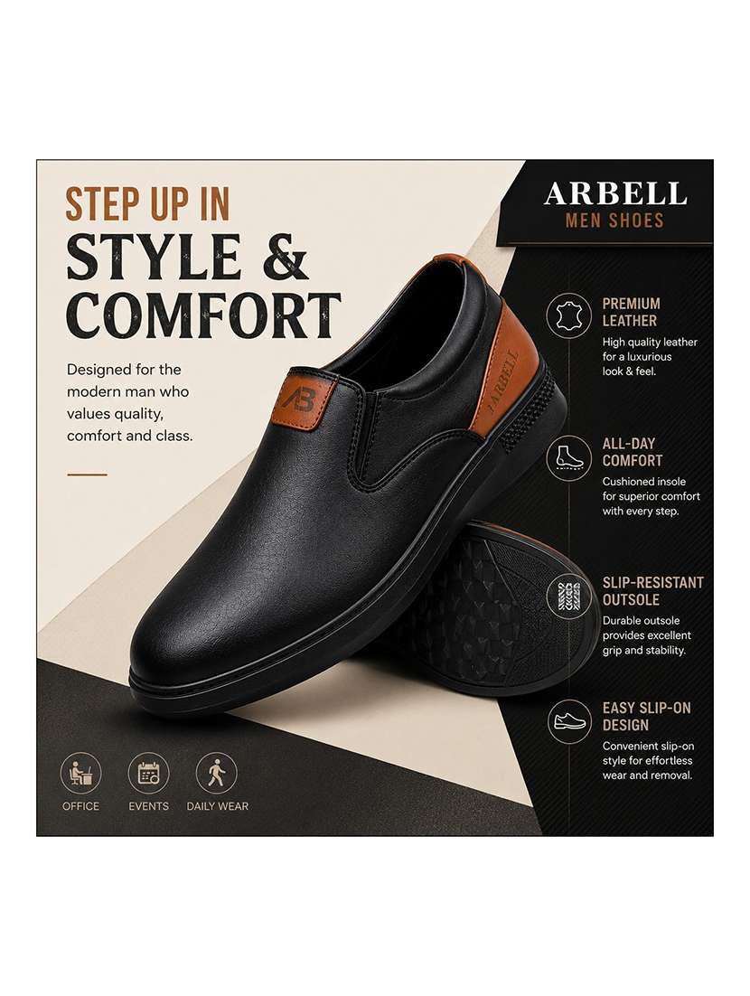 men brown slip on caual shoes - 22588283 -  Standard Image - 5