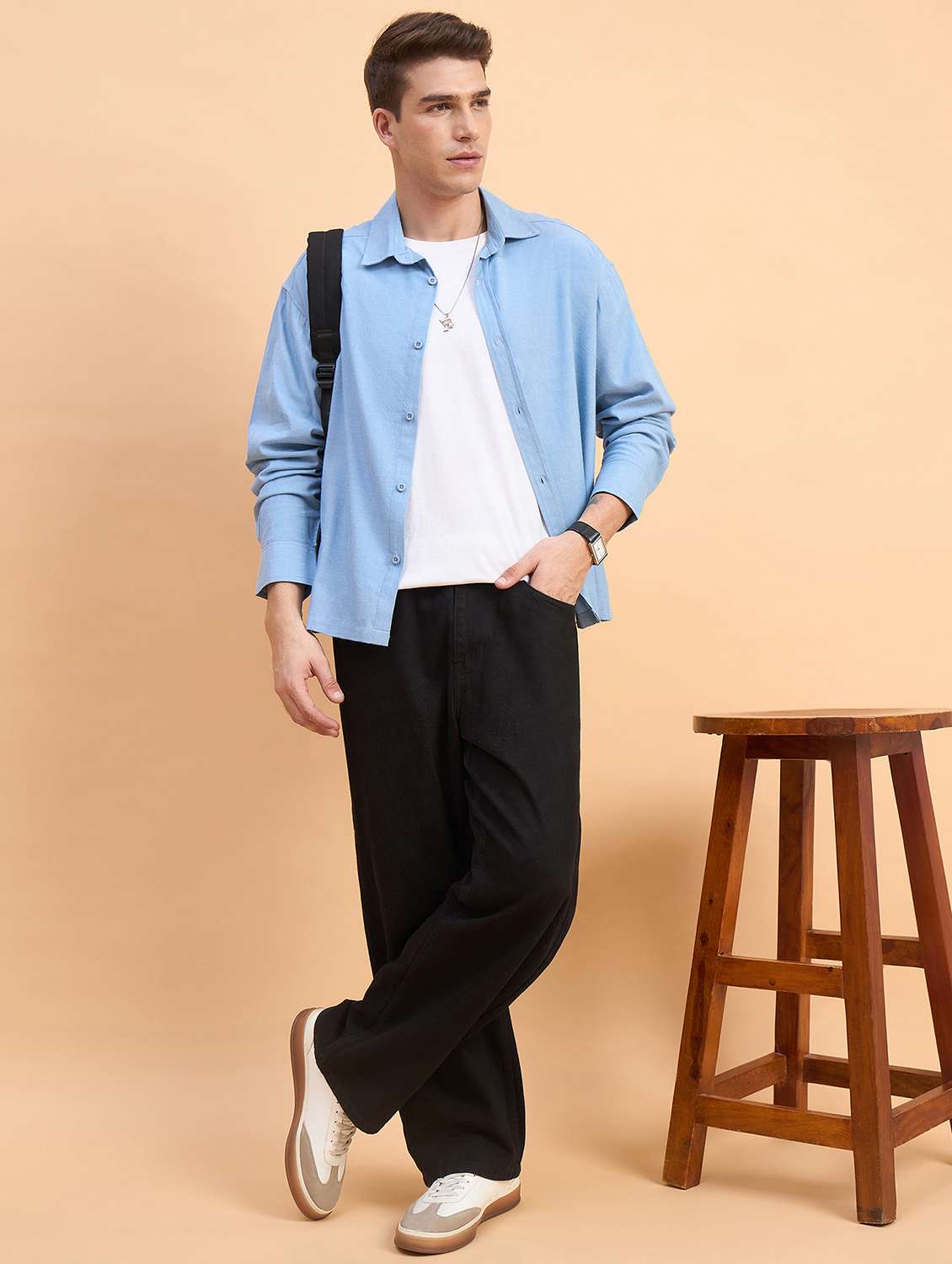 Men Solid Long Sleeve Oversized Casual Shirt - 22588290 -  Standard Image - 5