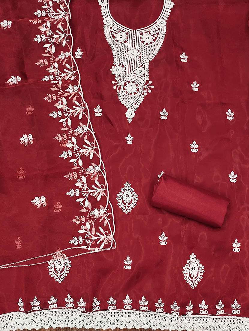 women solid with work unstitched suit set - 22588325 -  Standard Image - 3