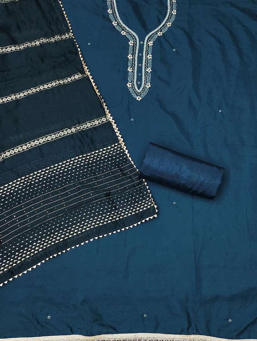 women solid with work unstitched suit set - 22588352 -  Standard Image - 3