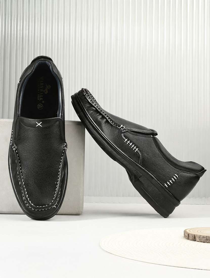 men solid slip on formal shoes