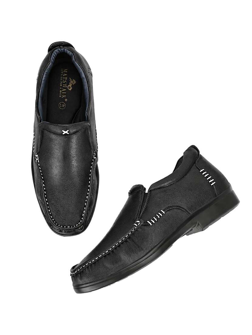 men solid slip on formal shoes - 22588445 -  Standard Image - 3