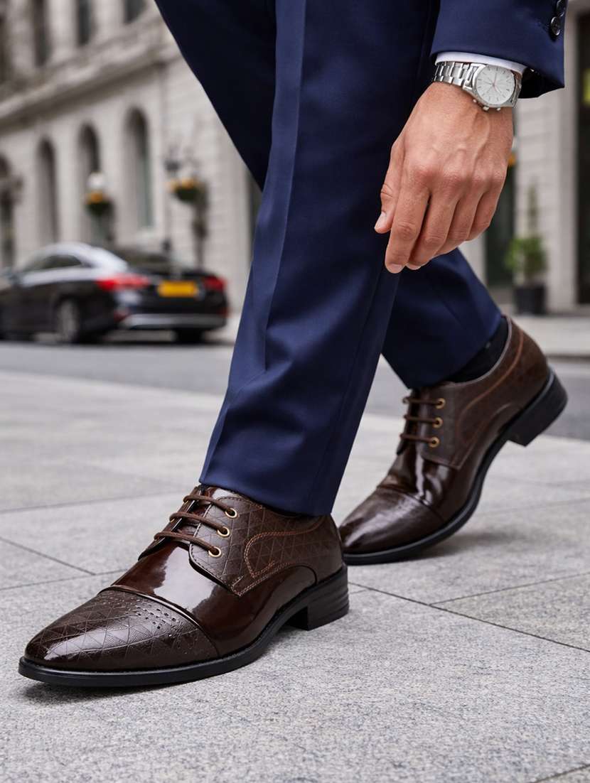 Men Brown Lace-up Derby - 22588448 -  Standard Image - 5