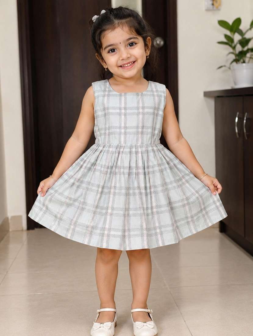 girls printed sleeveless knee length frock