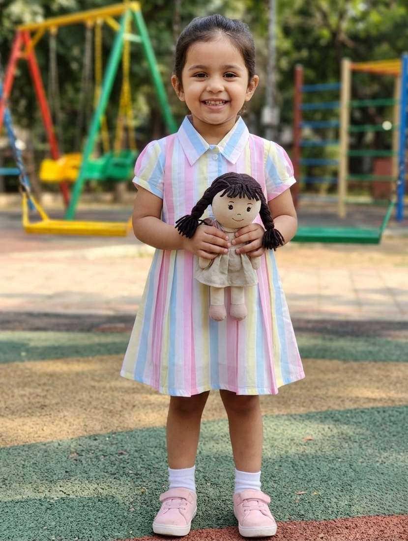 girls printed short sleeves kne elength frock