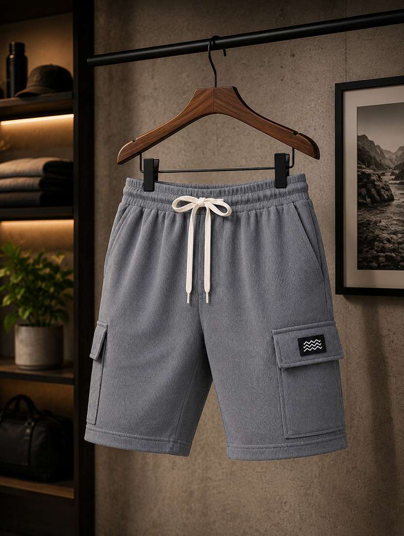 men textured mid rise relaxed fit cargo shorts - 22588508 -  Standard Image - 3