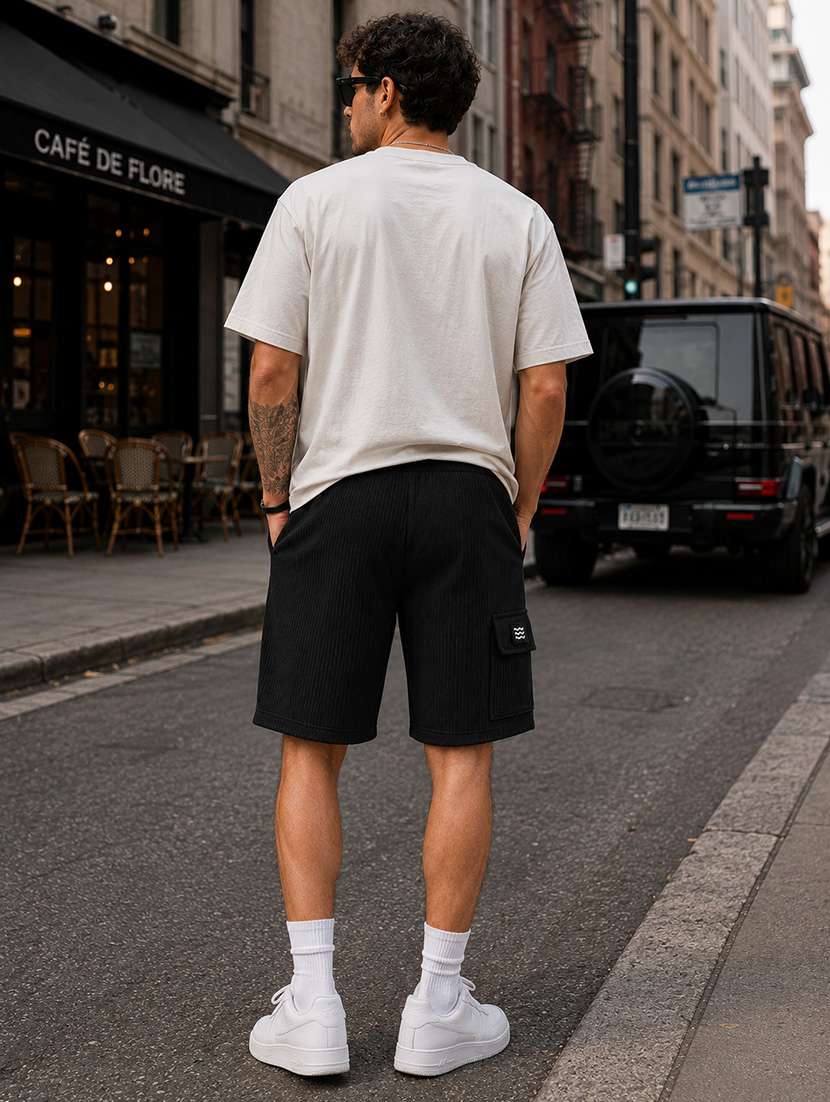 men textured mid rise relaxed fit cargo shorts - 22588509 -  Standard Image - 3