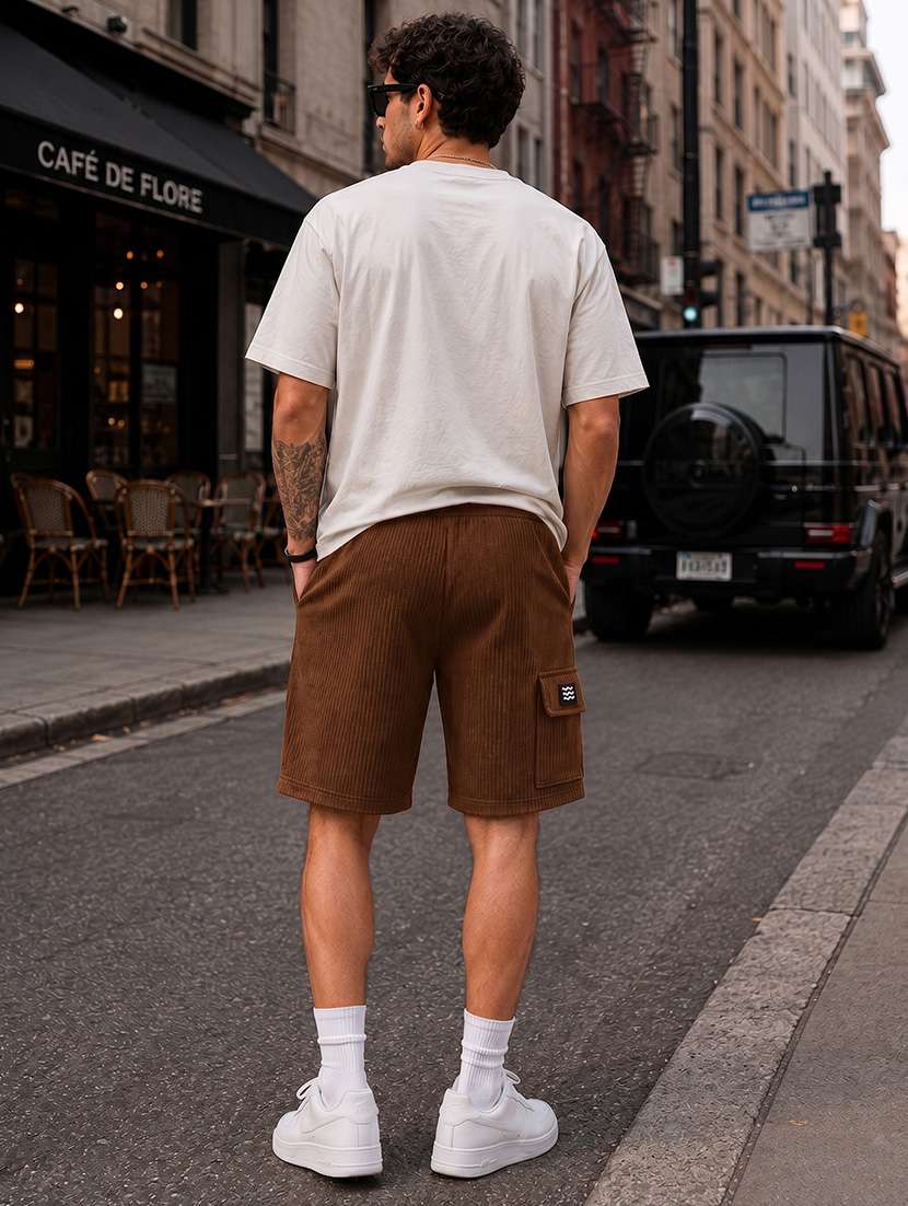 men textured mid rise relaxed fit cargo shorts - 22588510 -  Standard Image - 3