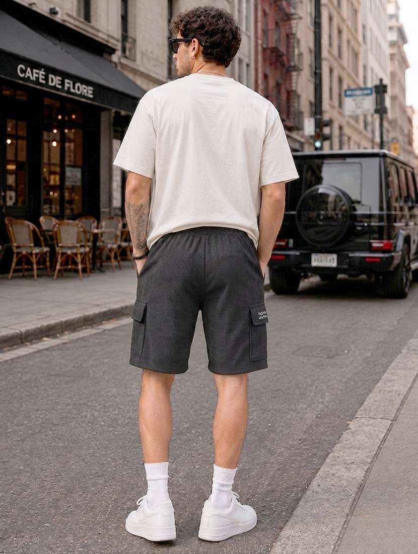 men textured mid rise relaxed fit cargo shorts - 22588513 -  Standard Image - 3