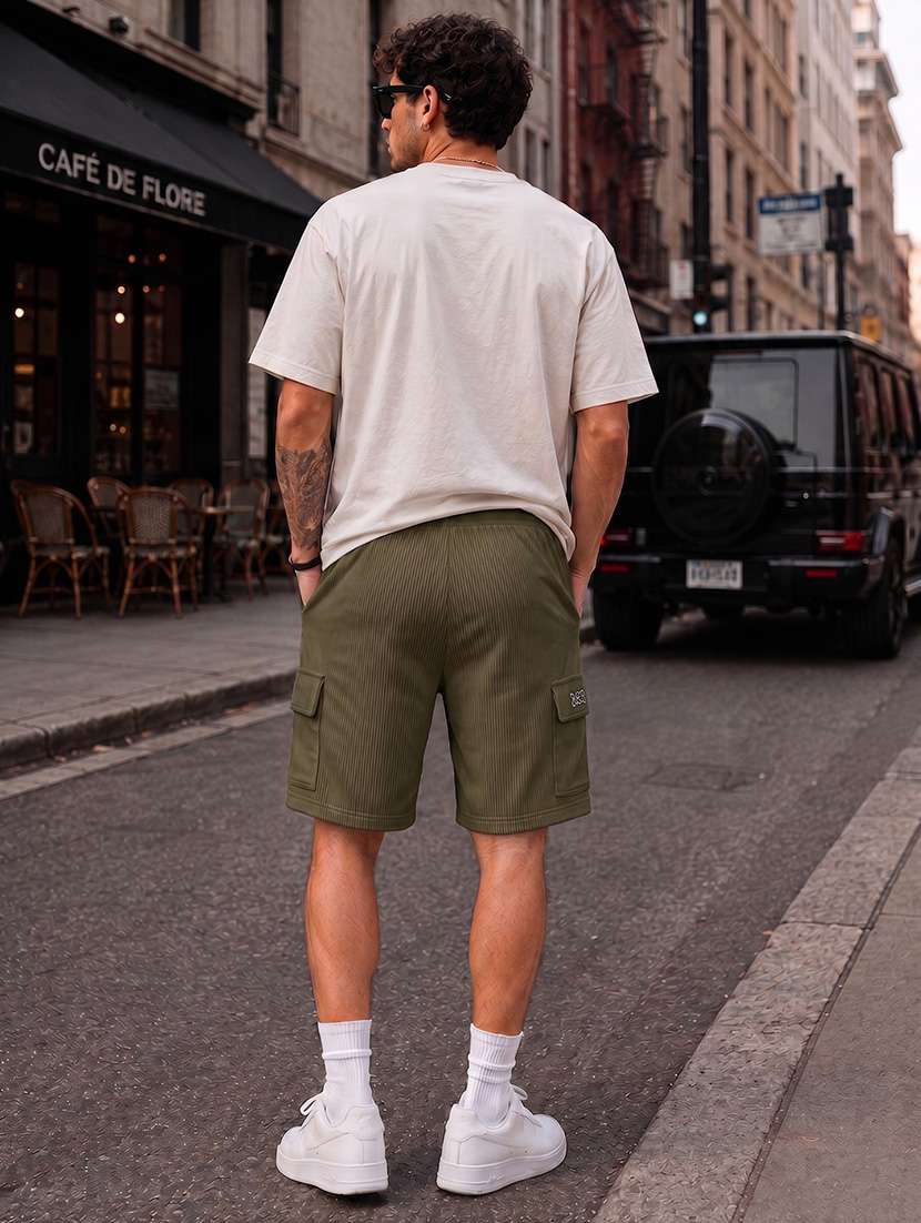 men textured mid rise relaxed fit cargo shorts - 22588515 -  Standard Image - 3