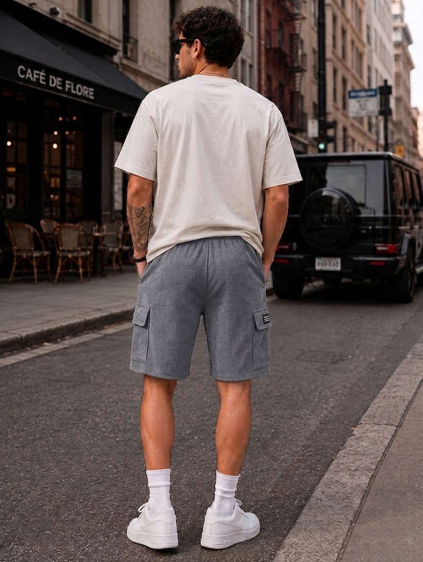 men textured mid rise relaxed fit cargo shorts - 22588516 -  Standard Image - 3