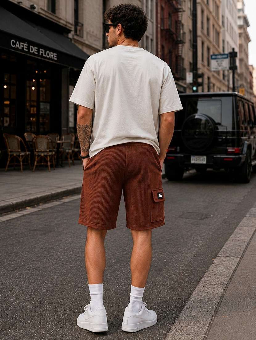 men textured mid rise relaxed fit cargo shorts - 22588517 -  Standard Image - 3