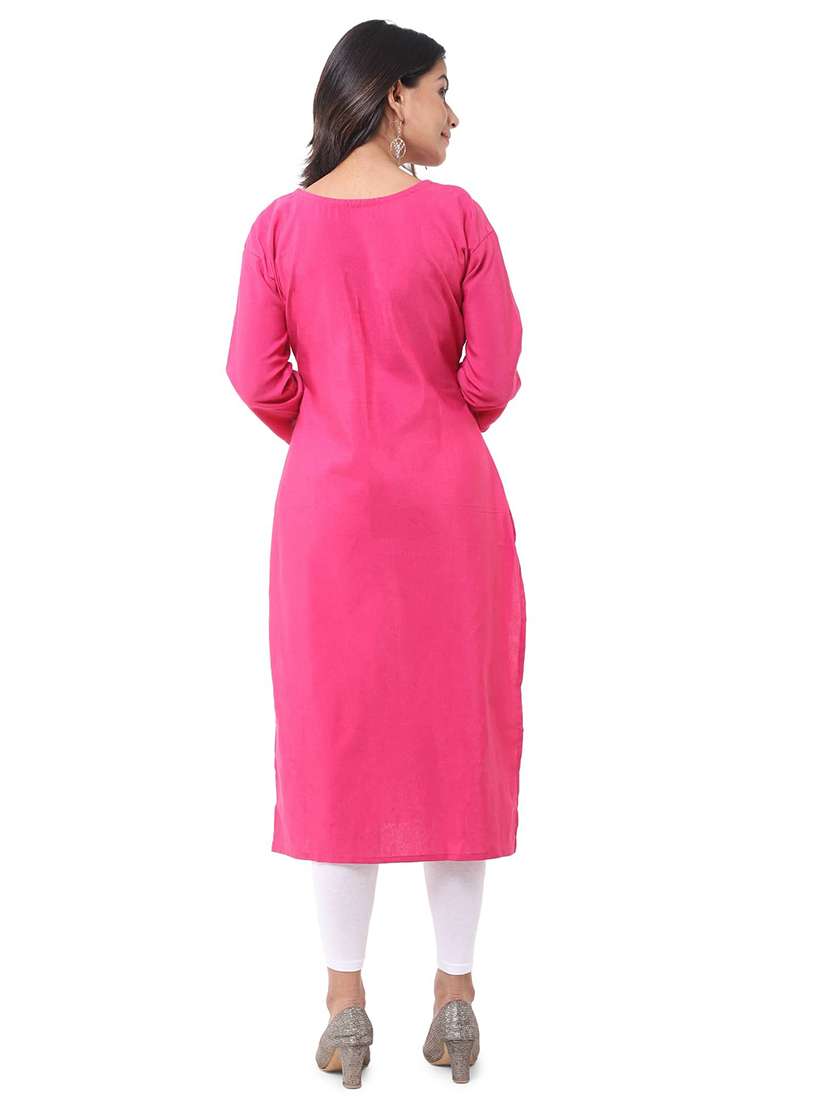 women pack of 2 solid three quarter sleeves straight kurta - 22588529 -  Standard Image - 5