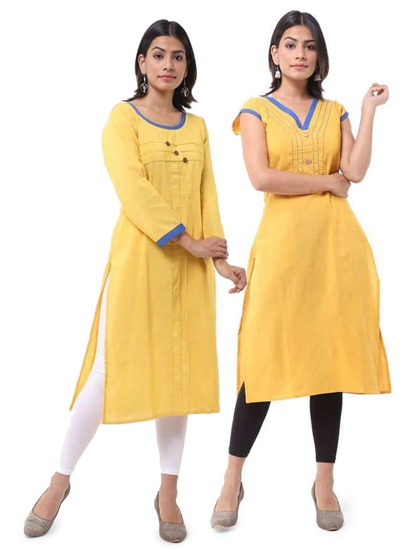 women pack of 2 three quarter sleeve straight kurta