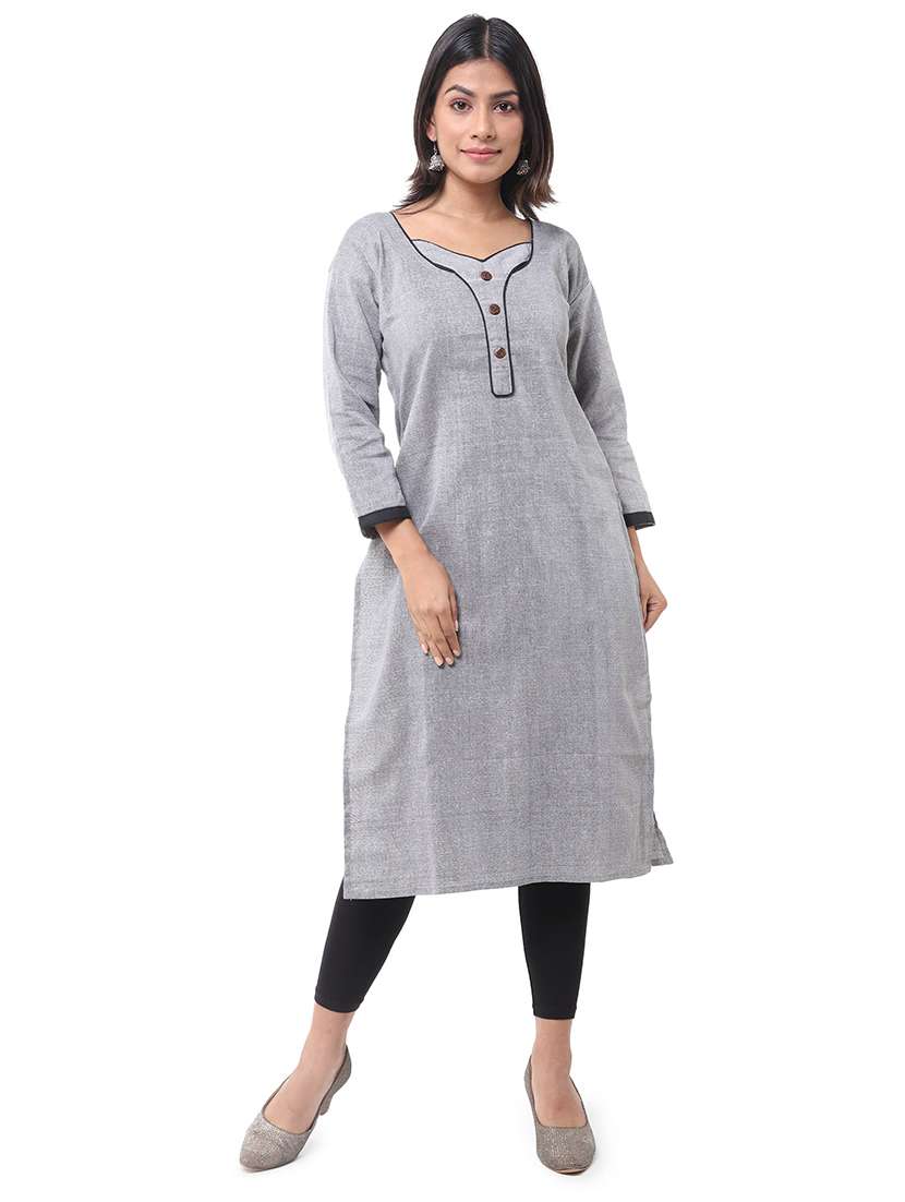 Women Pack Of 2 Solid Three Quarter Sleeves Straight Kurta - 22588580 -  Standard Image - 3