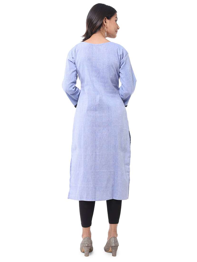 Women Pack Of 2 Solid Three Quarter Sleeves Straight Kurta - 22588595 -  Standard Image - 5