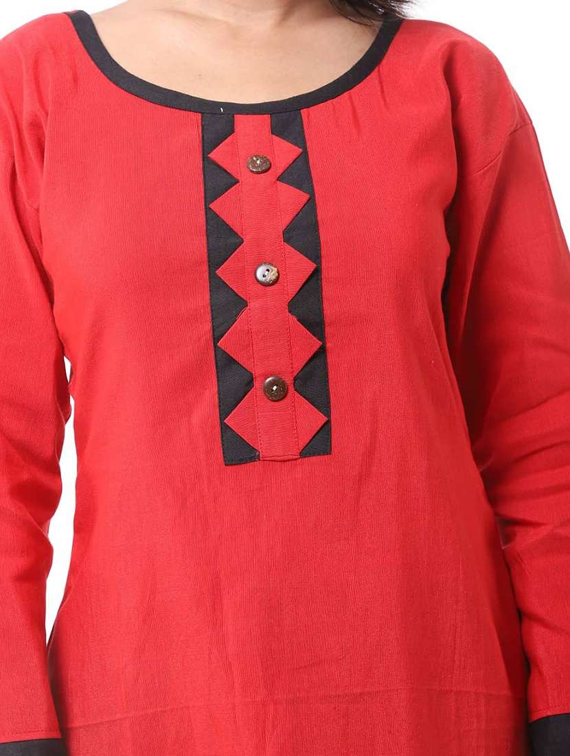women pack of 2 solid three quarter sleeves straight kurta - 22588598 -  Standard Image - 3