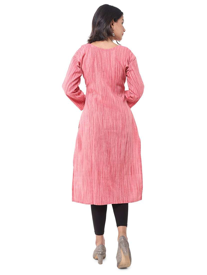 women pack of 2 solid three quarter sleeves straight kurta - 22588598 -  Standard Image - 5
