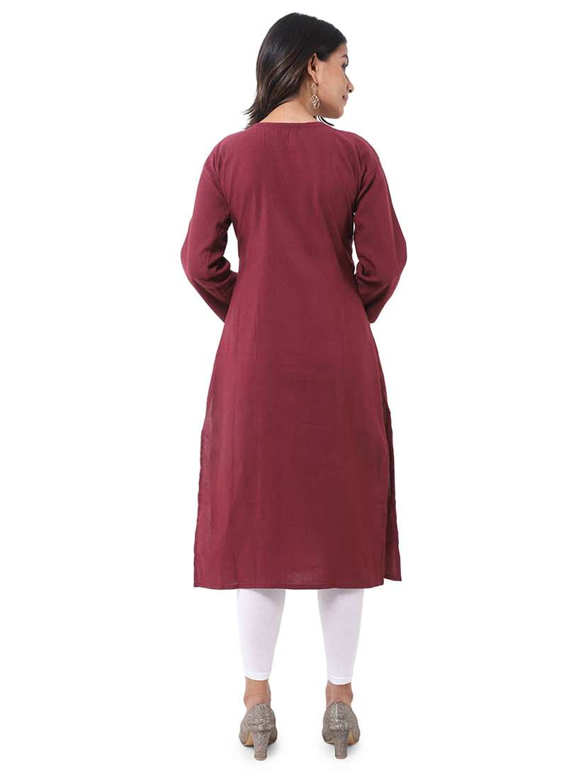 women pack of 2 solid three quarter sleeves straight kurta - 22588605 -  Standard Image - 5