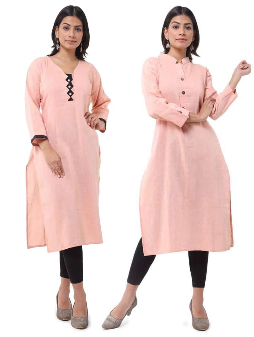 women pack of 2 three quarter sleeve straight kurta