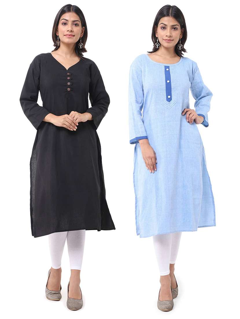 multi colored cotton straight kurta