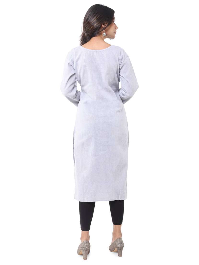 Women Pack Of 2 Solid Three Quarter Sleeves Straight Kurta - 22588677 -  Standard Image - 5