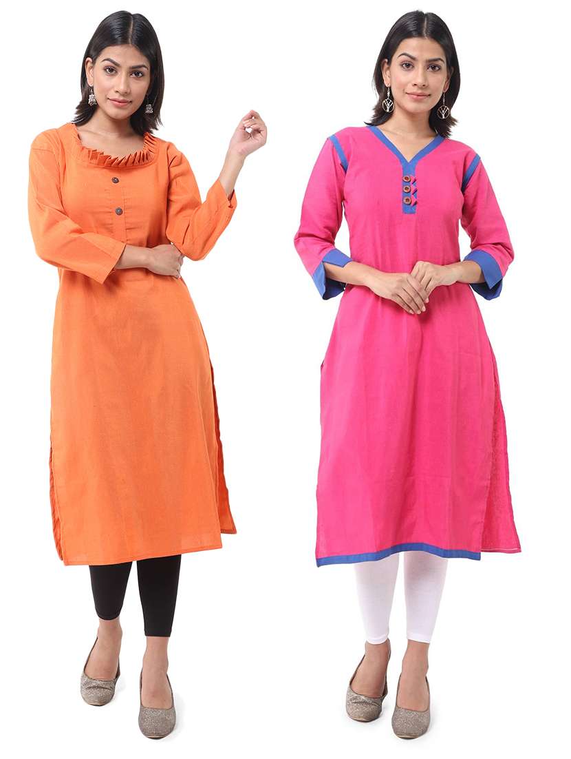 multi colored cotton straight kurta