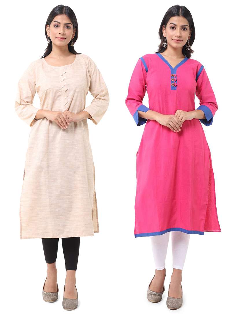 multi colored cotton straight kurta