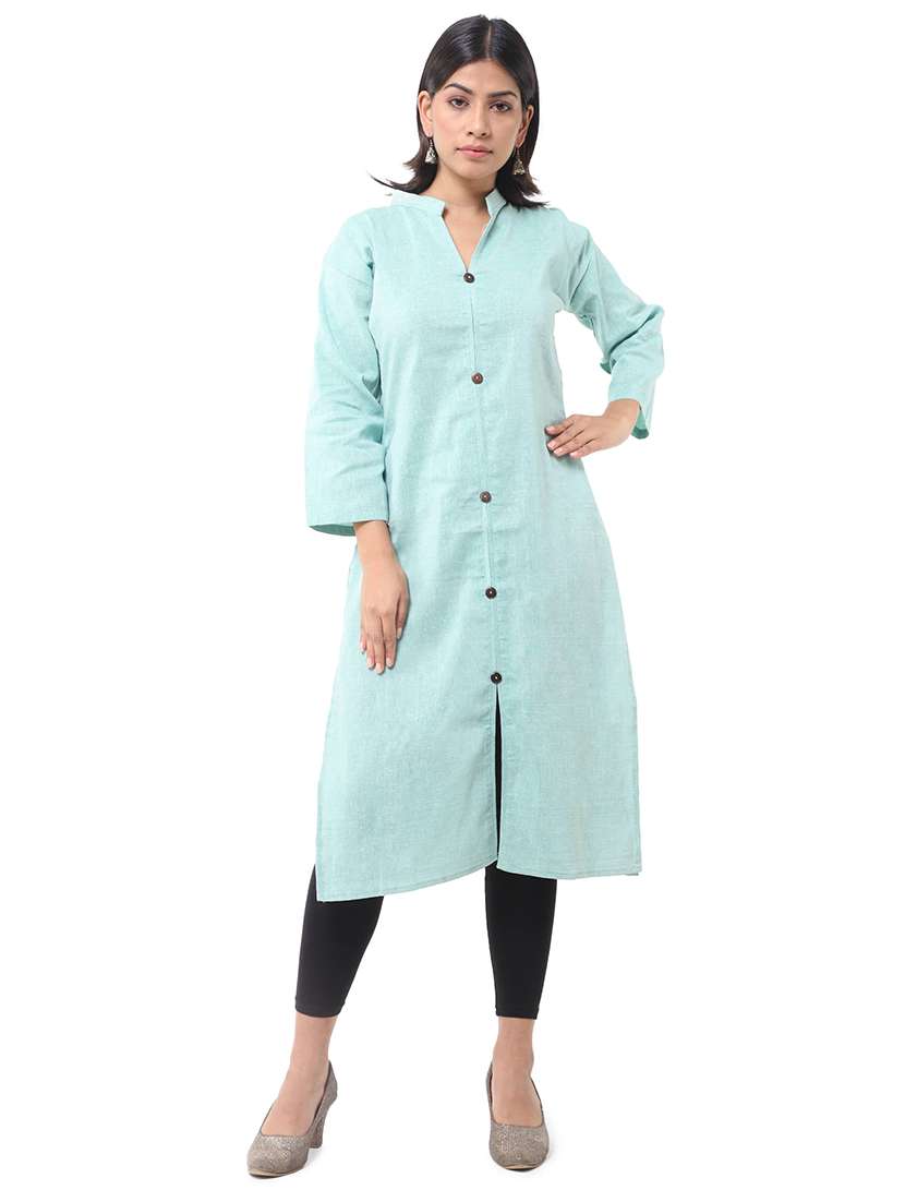 Women Pack Of 2 Solid Three Quarter Sleeves Straight Kurta - 22588685 -  Standard Image - 3