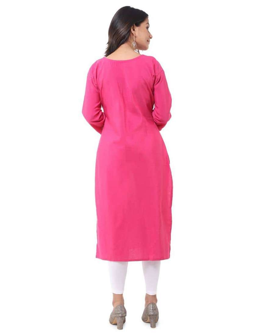 Women Pack Of 2 Solid Three Quarter Sleeves Straight Kurta - 22588692 -  Standard Image - 3