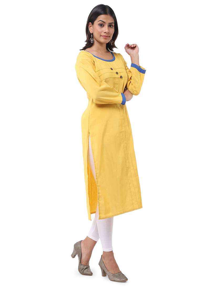Women Pack Of 2 Solid Three Quarter Sleeves Straight Kurta - 22588694 -  Standard Image - 5