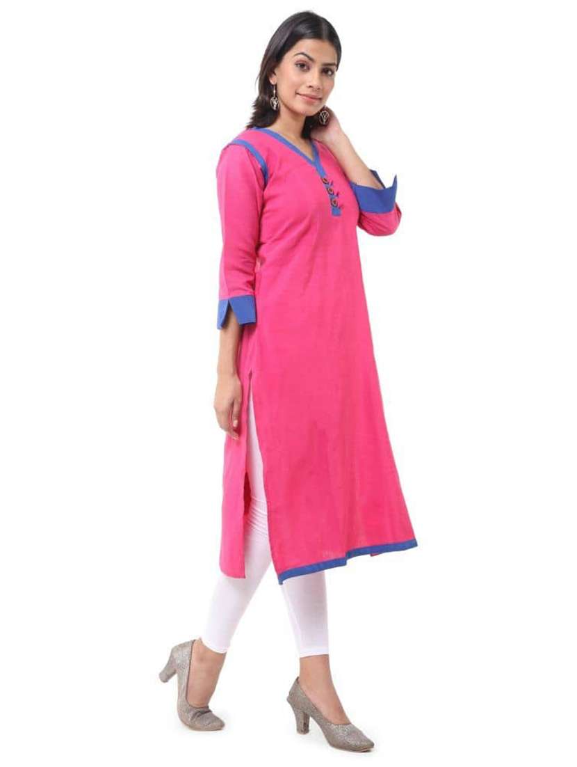 women pack of 2 three quarter sleeve straight kurta - 22588696 -  Standard Image - 5