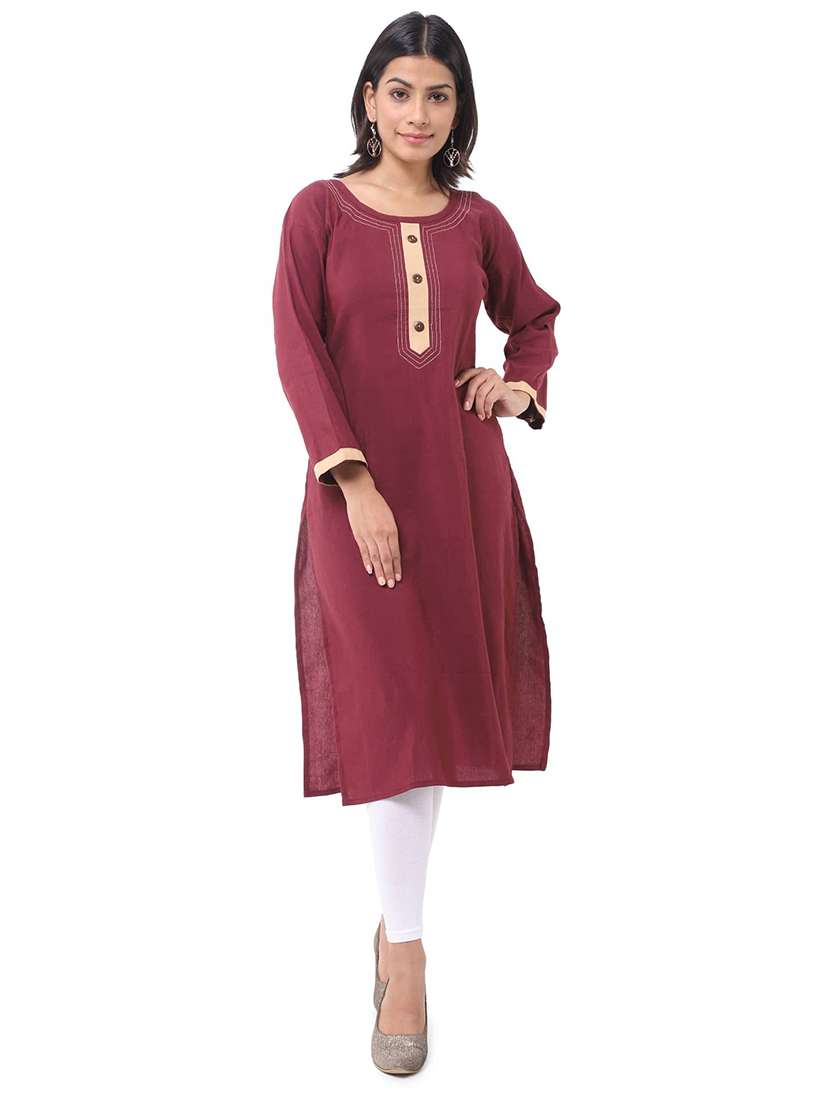 women pack of 2 three quarter sleeve straight kurta - 22588698 -  Standard Image - 3