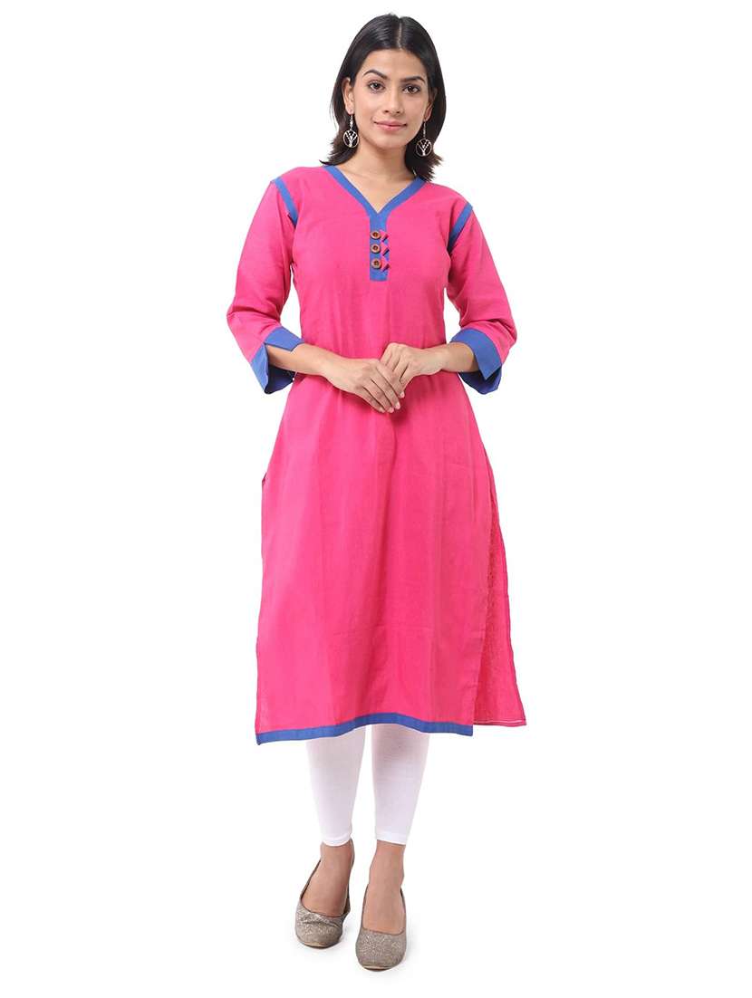 women pack of 2 three quarter sleeve straight kurta - 22588698 -  Standard Image - 5