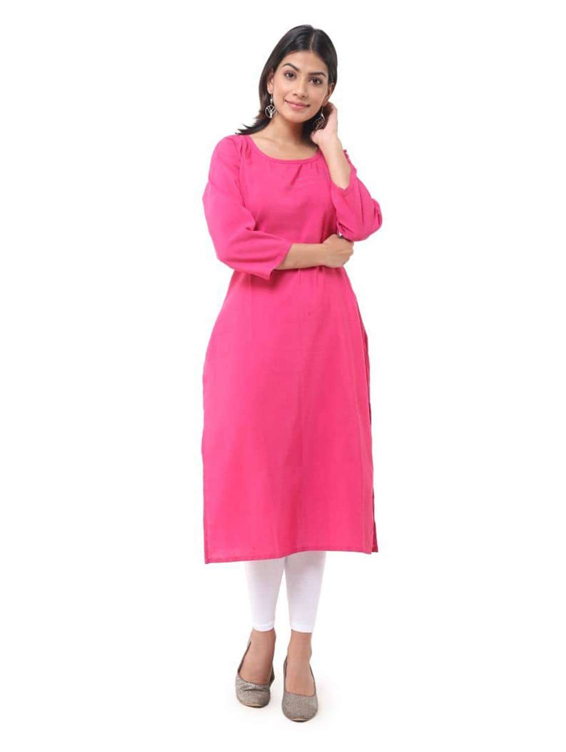 women pack of 2 three quarter sleeve straight kurta