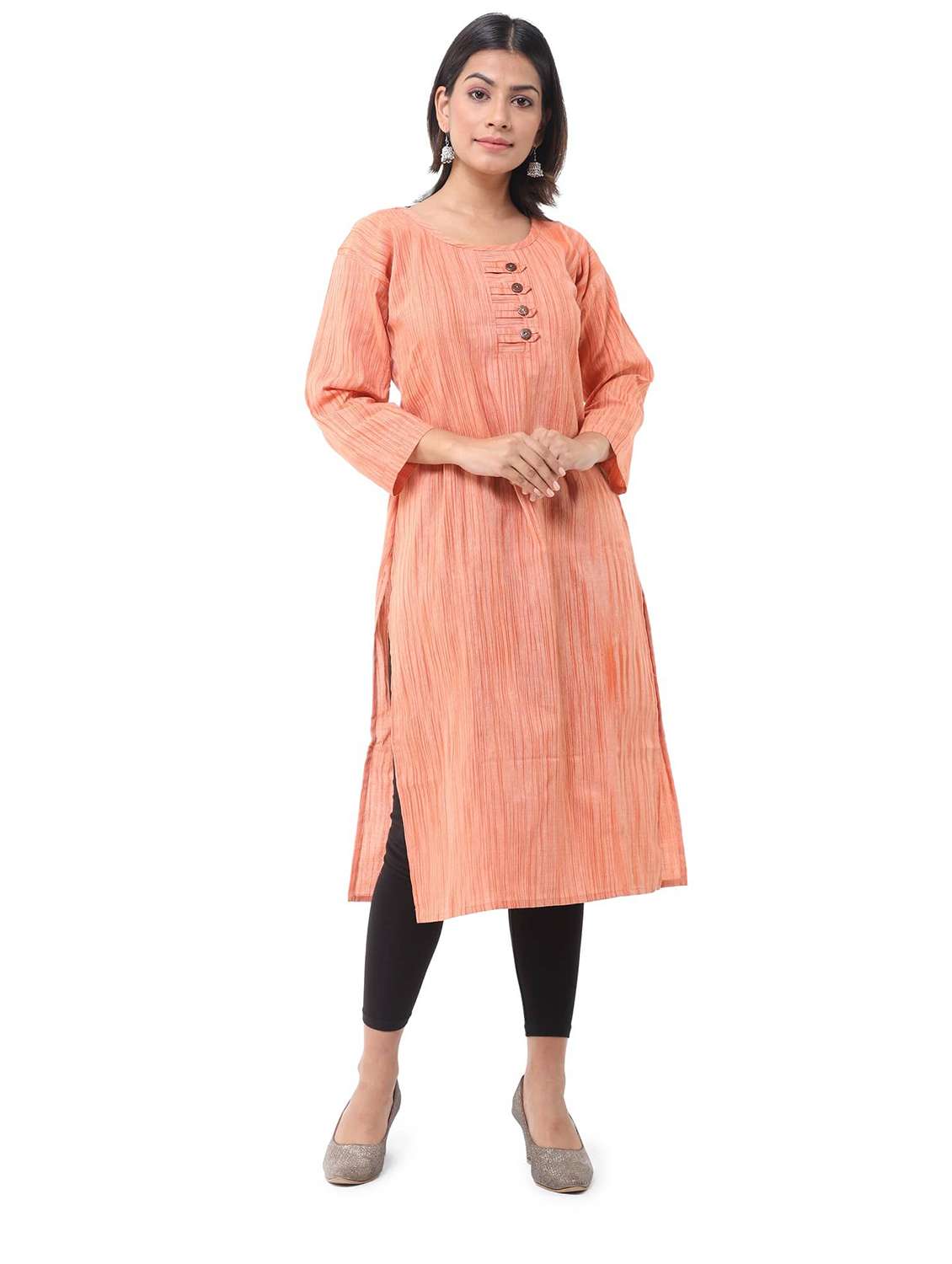 Women Pack Of 2 Solid Three Quarter Sleeves Straight Kurta - 22588710 -  Standard Image - 3