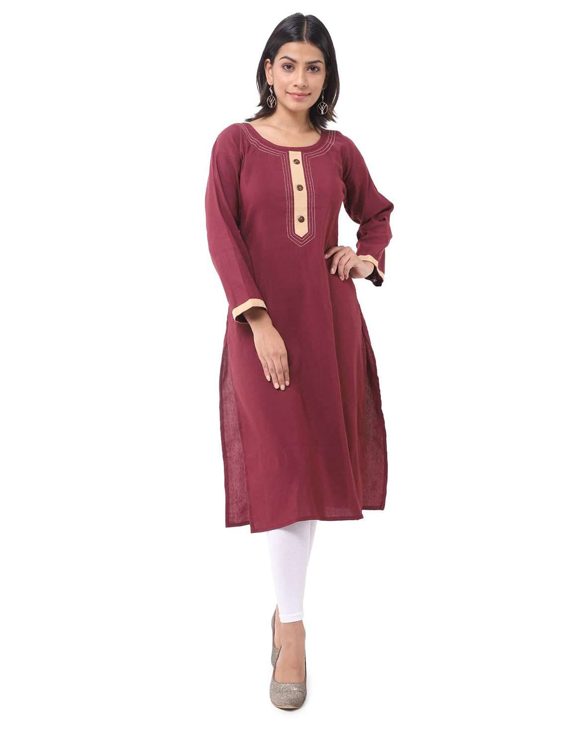 Women Pack Of 2 Solid Three Quarter Sleeves Straight Kurta - 22588711 -  Standard Image - 3