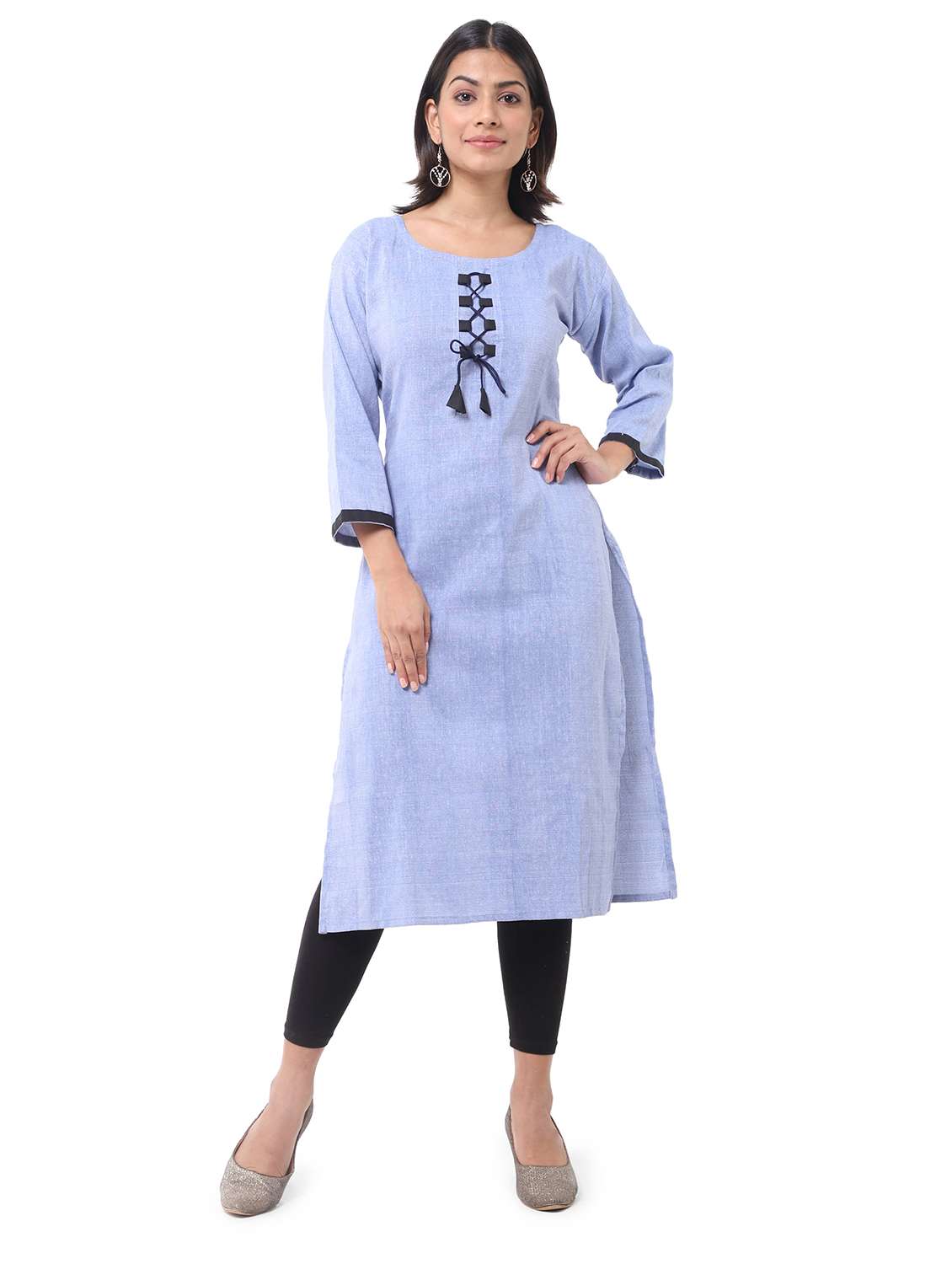 Women Pack Of 2 Solid Three Quarter Sleeves Straight Kurta - 22588716 -  Standard Image - 3