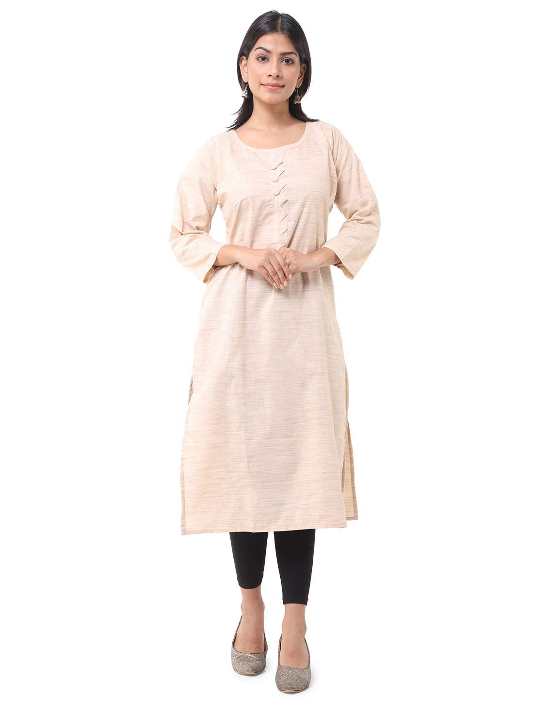 Women Pack Of 2 Solid Three Quarter Sleeves Straight Kurta - 22588720 -  Standard Image - 3