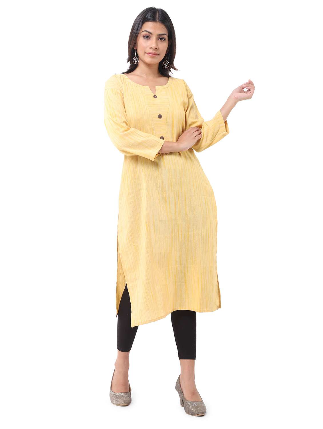 women pack of 2 three quarter sleeve straight kurta - 22588728 -  Standard Image - 3