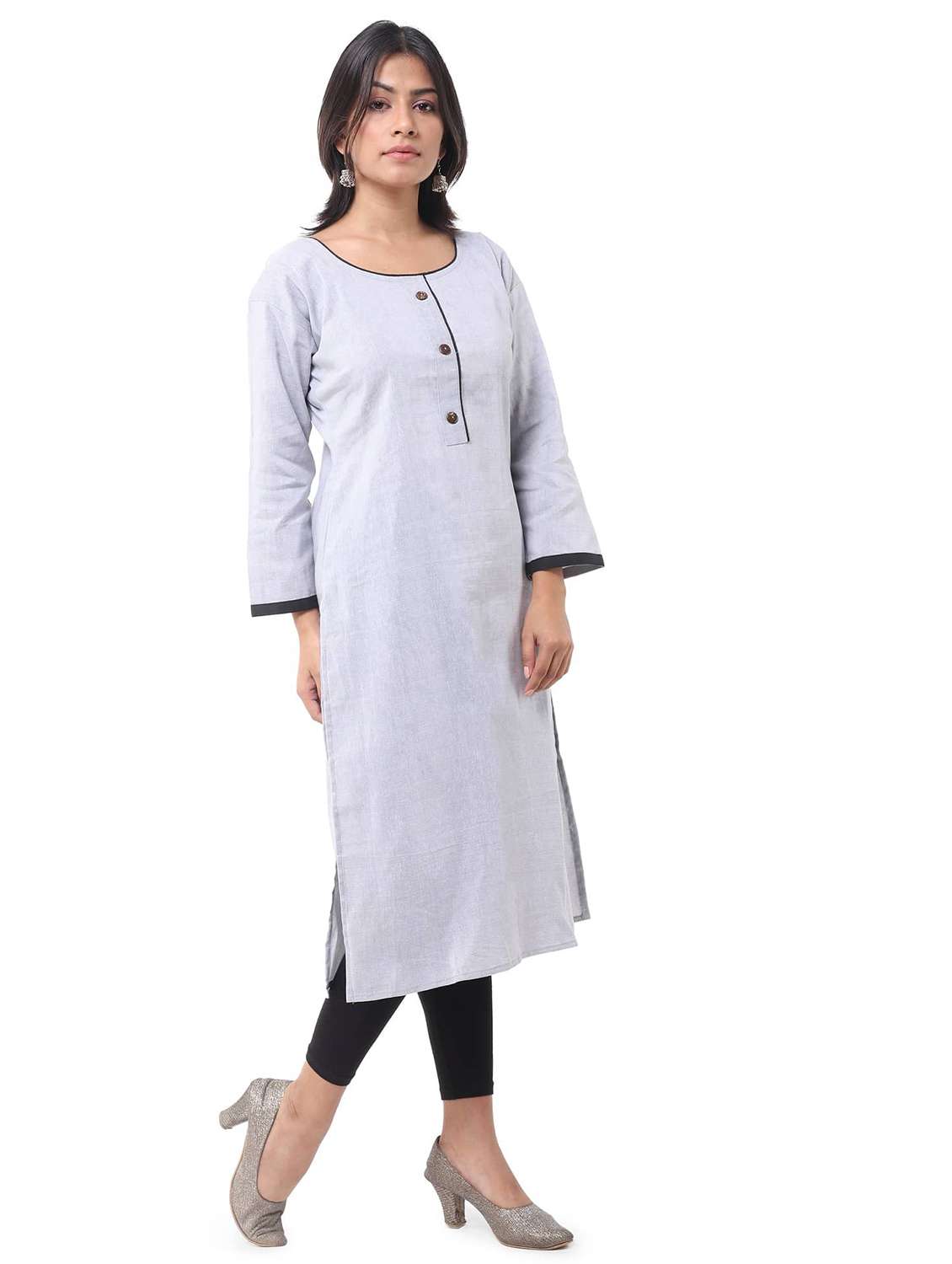 Women Pack Of 2 Self Design Three Quarter Sleeves Straight Kurta - 22588787 -  Standard Image - 3