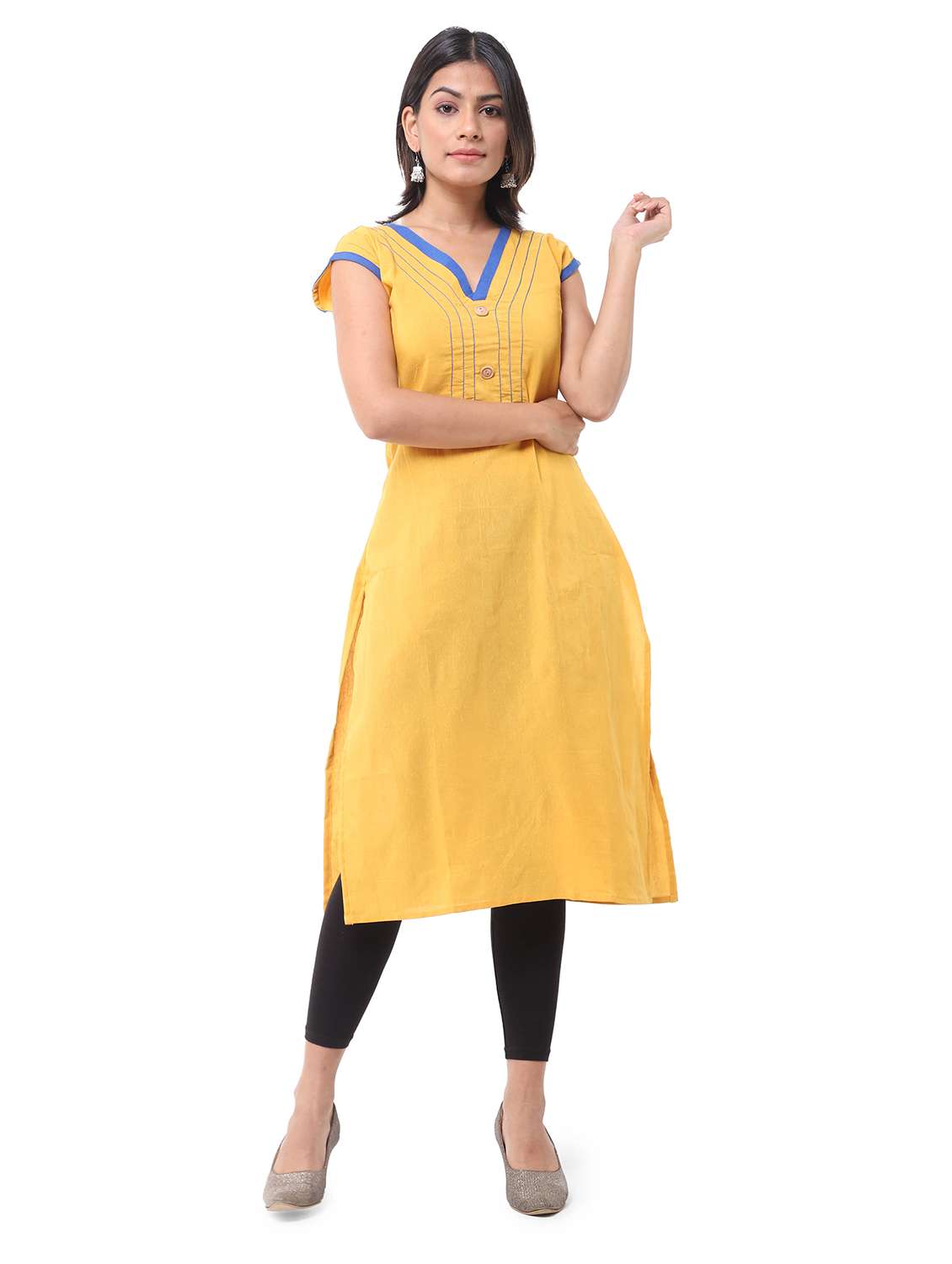 Women Pack Of 2 Solid Three Quarter Sleeves Straight Kurta - 22588798 -  Standard Image - 3
