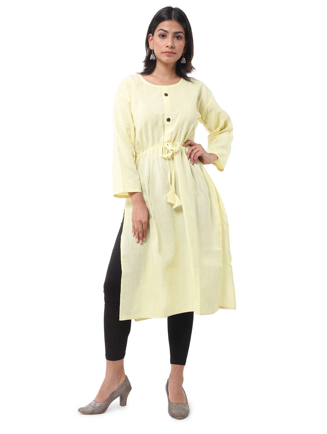 women pack of 2 three quarter sleeve straight kurta - 22588808 -  Standard Image - 3