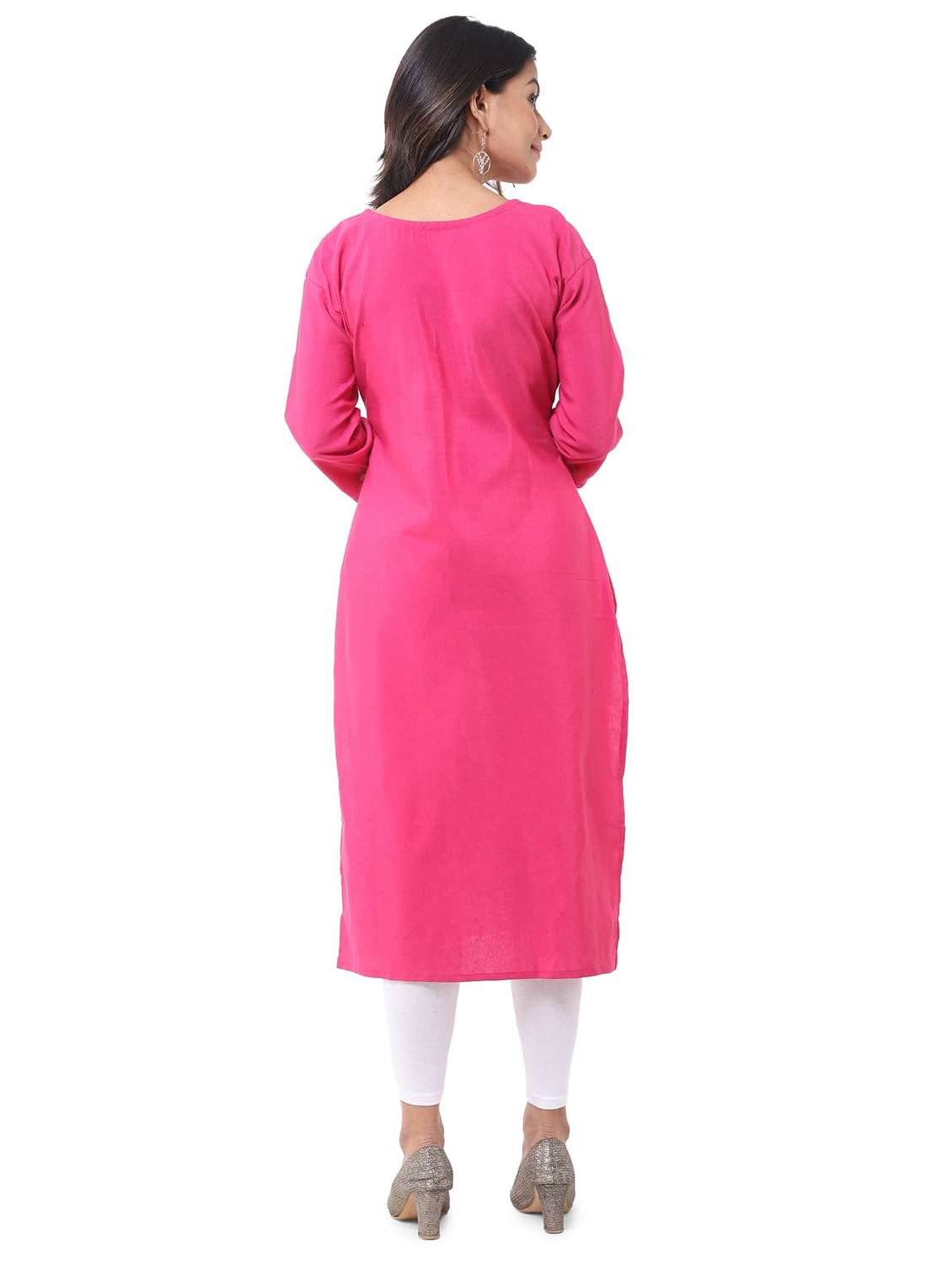 women pack of 2 solid three quarter sleeves straight kurta - 22588809 -  Standard Image - 3