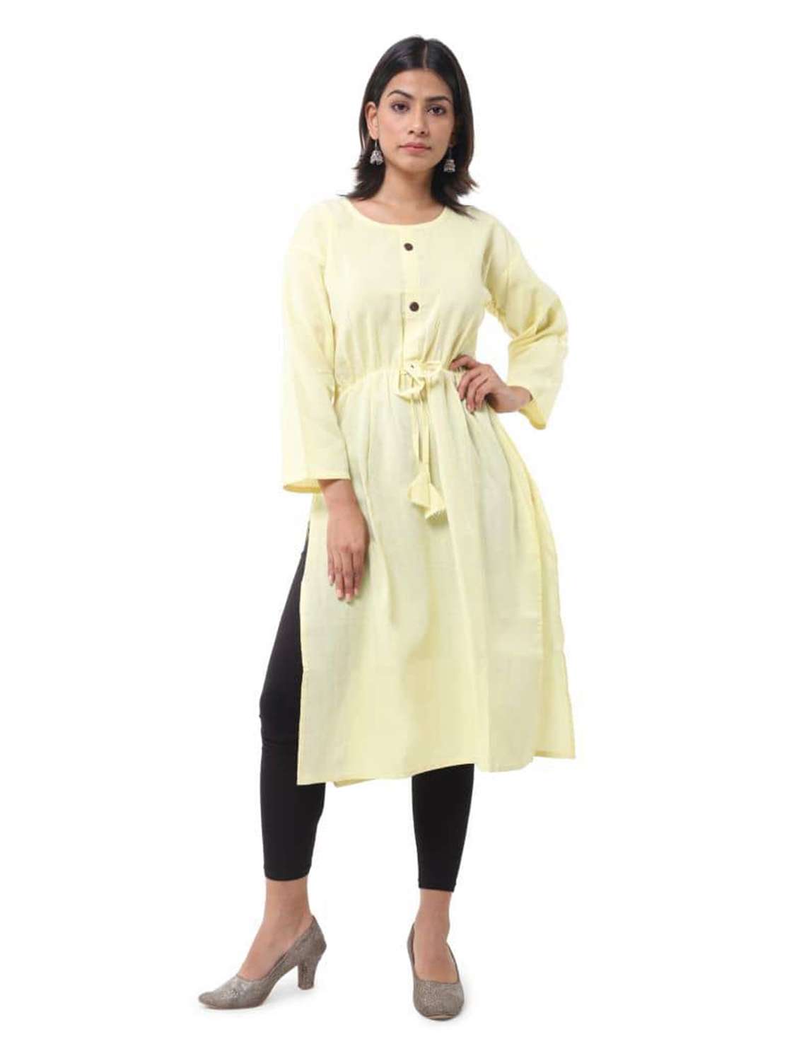 Women Pack Of 2 Solid Three Quarter Sleeves Straight Kurta - 22588822 -  Standard Image - 3