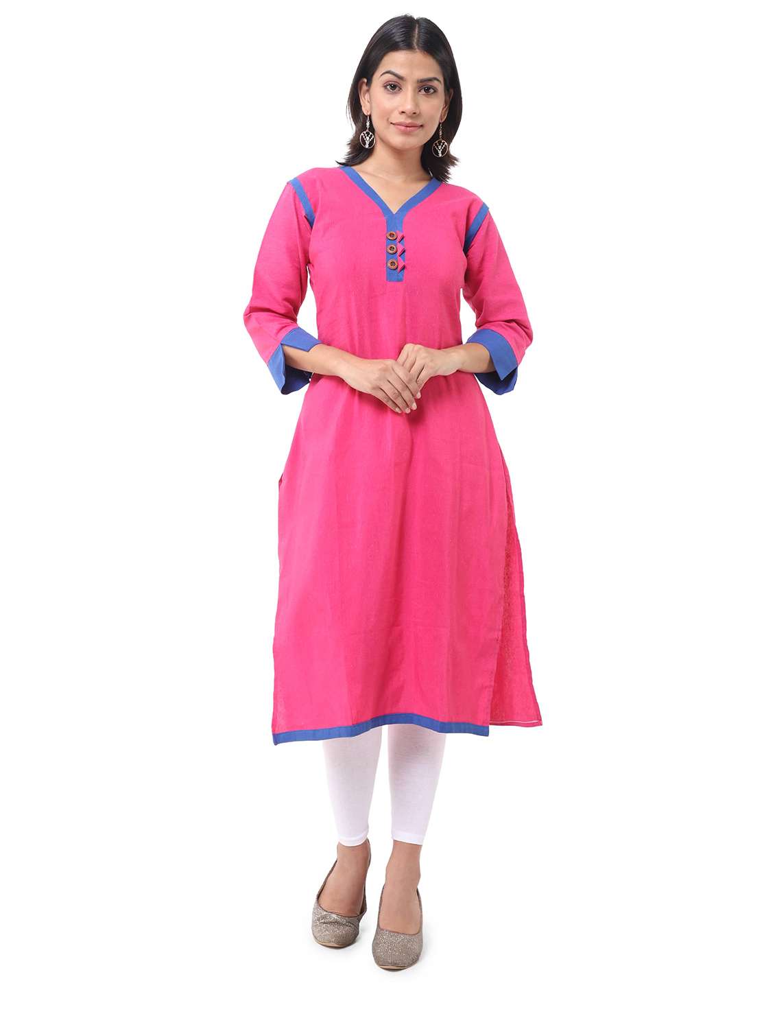 women pack of 2 three quarter sleeve straight kurta - 22588852 -  Standard Image - 3