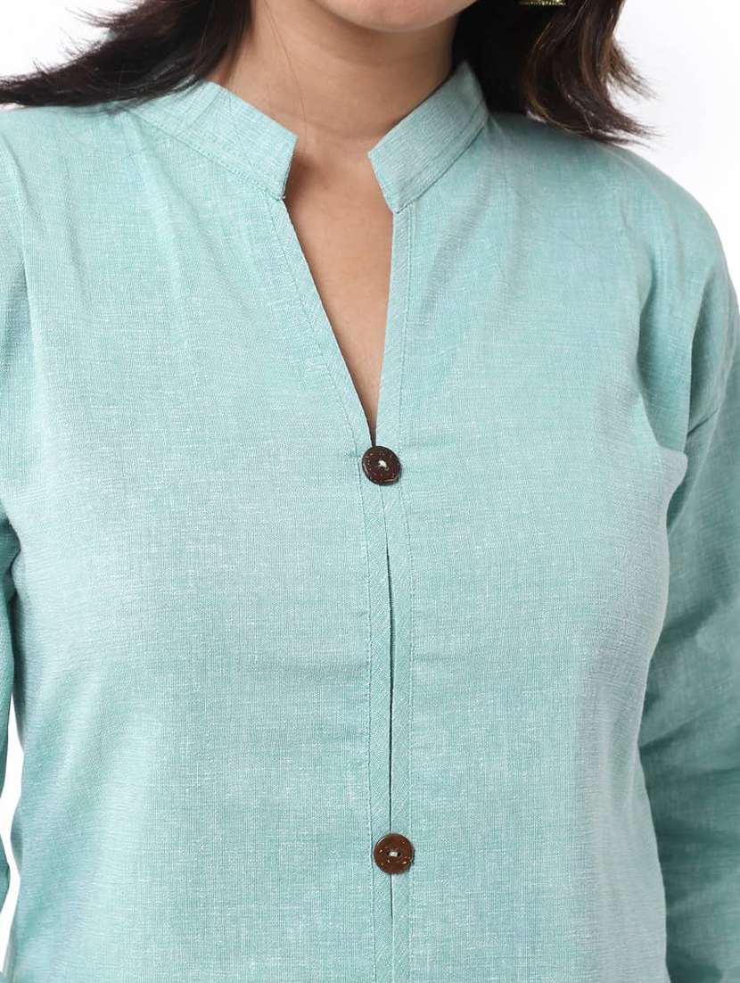 women pack of 2 solid three quarter sleeves straight kurta - 22588896 -  Standard Image - 3