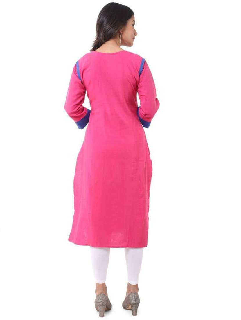 women pack of 2 solid three quarter sleeves straight kurta - 22588896 -  Standard Image - 5