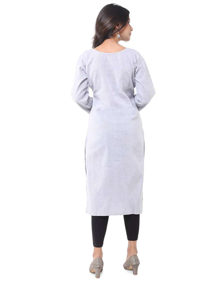 women pack of 2 solid three quarter sleeves straight kurta - 22589009 -  Standard Image - 5