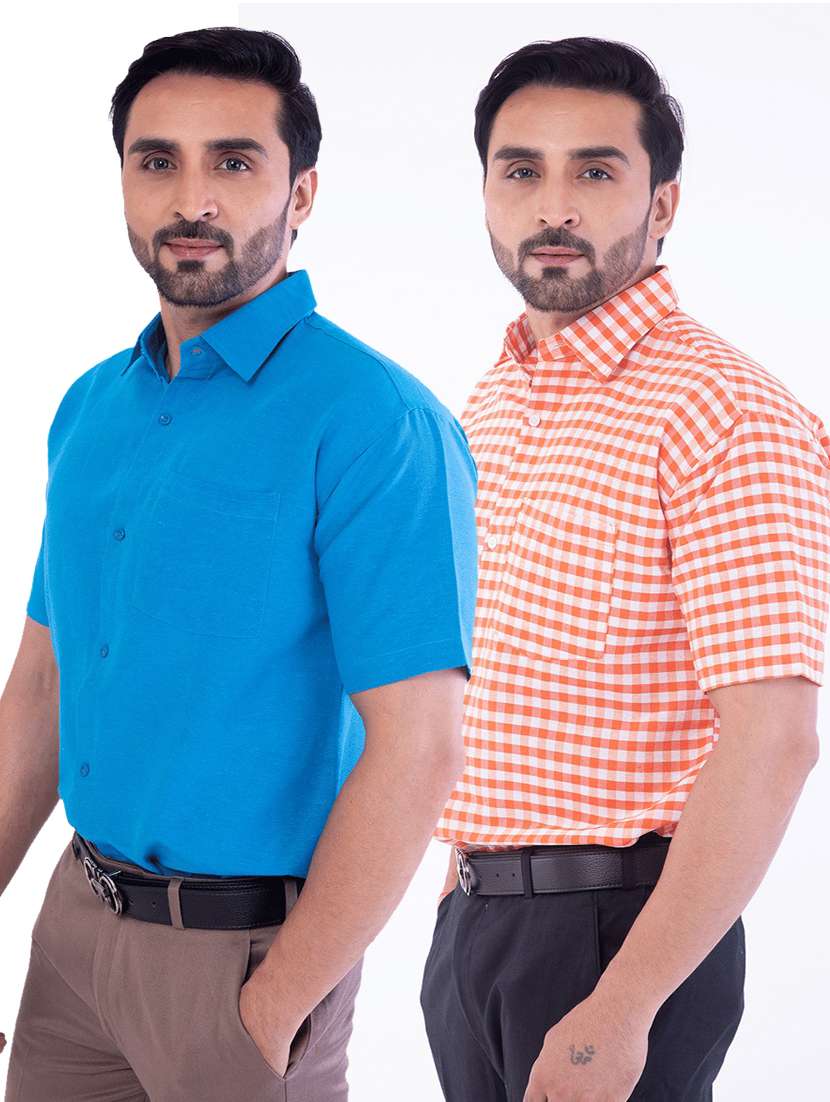 men pack of 2 solid short sleeves regular fit shirt